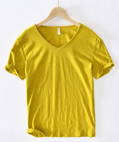 Men's V-Neck Linen Shirt – Luca-White-M-The Livary