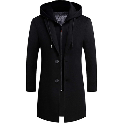 Men's Wool Blend Trench Coat - Pedro-Black 3-Nora Luxe