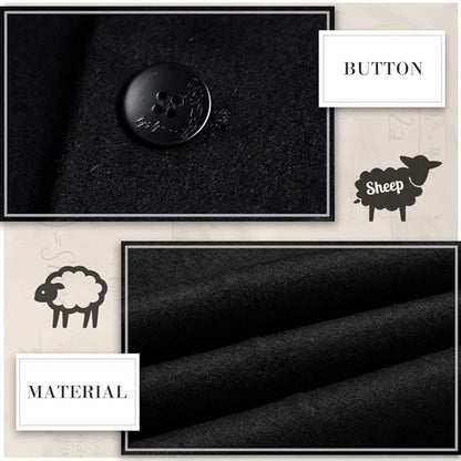Men's Wool Blend Trench Coat - Pedro-Black-Nora Luxe