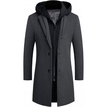 Men's Wool Blend Trench Coat - Pedro-Gray-Nora Luxe
