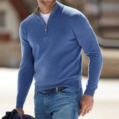 Men's Zip Sweater - Mason-Blue-S-Nora Luxe