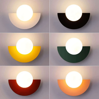 Metal Half Moon Wall Lamp - LunaMetal-Red-7.87 × 5.91 in-Warm White (2700-3500k)-Nora Luxe