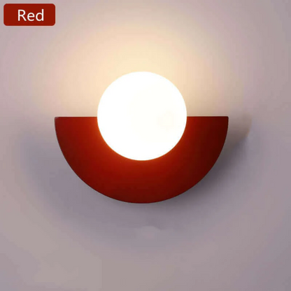 Metal Half Moon Wall Lamp - LunaMetal-Red-7.87 × 5.91 in-Warm White (2700-3500k)-Nora Luxe