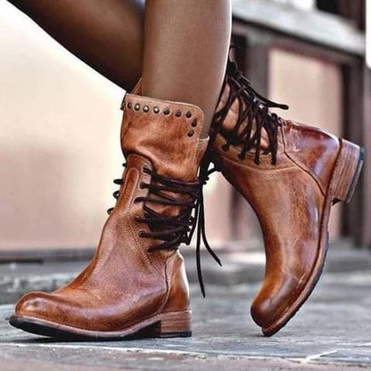 Classic Ankle High Leather Boots for Women - Pexav