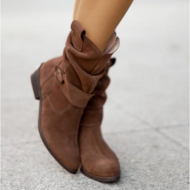 Mid-Calf Winter Boots with Heel - Iris-Dark Brown-2.5-Nora Luxe