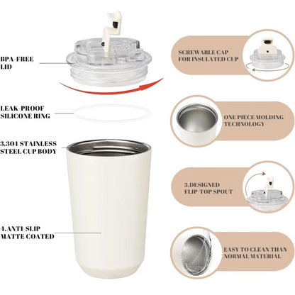 Milk White Insulating Travel Mug – Stainless Steel Thermos Flask-Nora Luxe