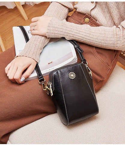 Mini Learning Crossbody Bag with Floral Detail - Liora-Brown-Nora Luxe