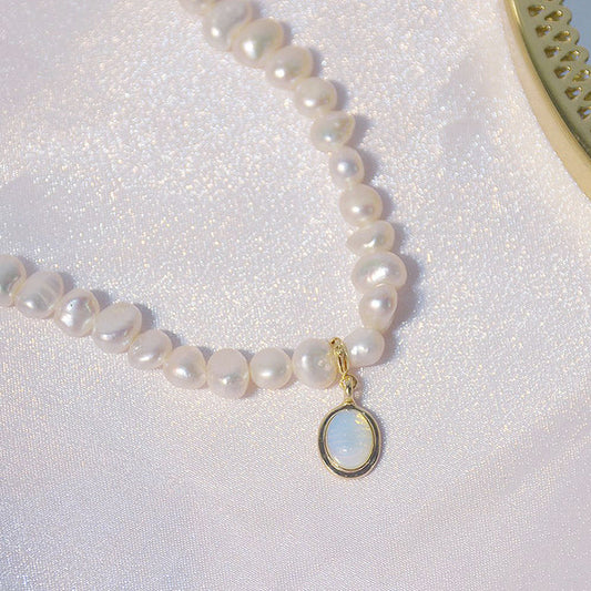 Small White Pearl Chain Necklace - Pexav