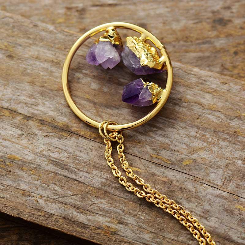 Minimalist Amethyst Raw Stone Necklace - Evelyne-Nora Luxe