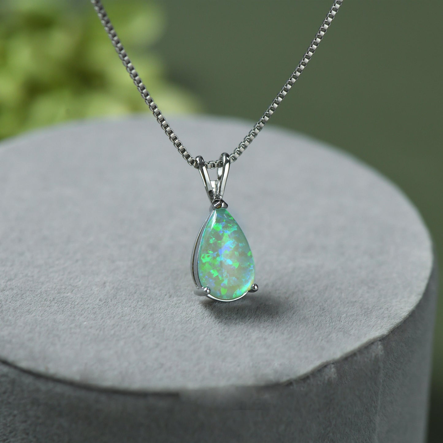 Minimalist Drop Opal Pendant Necklace - Selina-White Opal-Rose gold-Nora Luxe