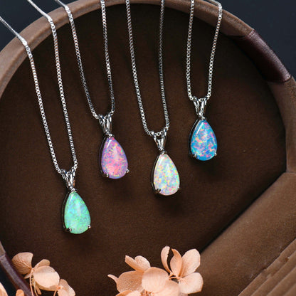 Simple Elegant Opal Drop Necklace - Pexav