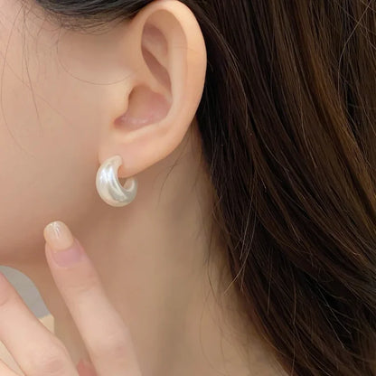 Simple White Drop Earrings - Lunette - Pexav