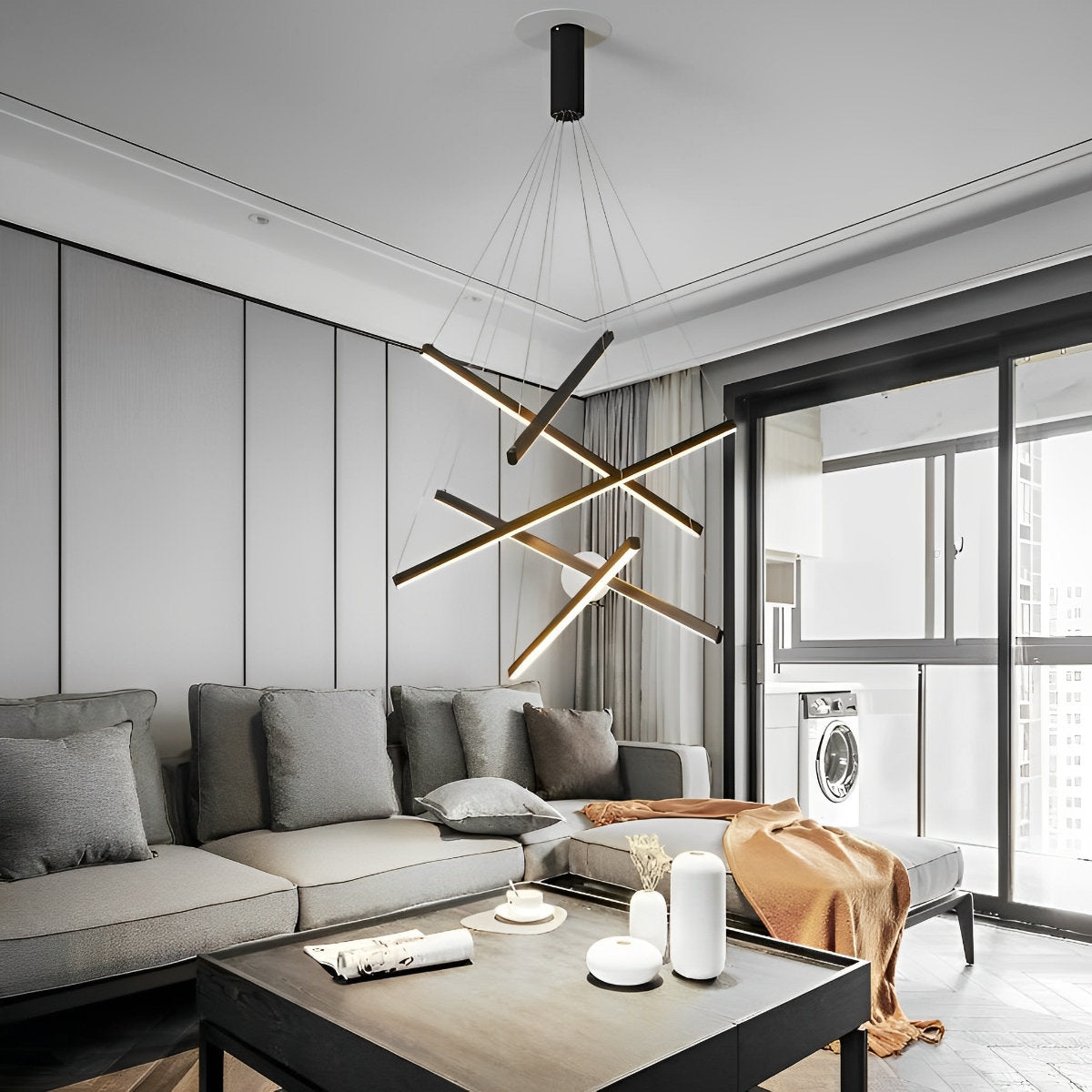 Simple Dimmable LED Black Pendant Light with Remote