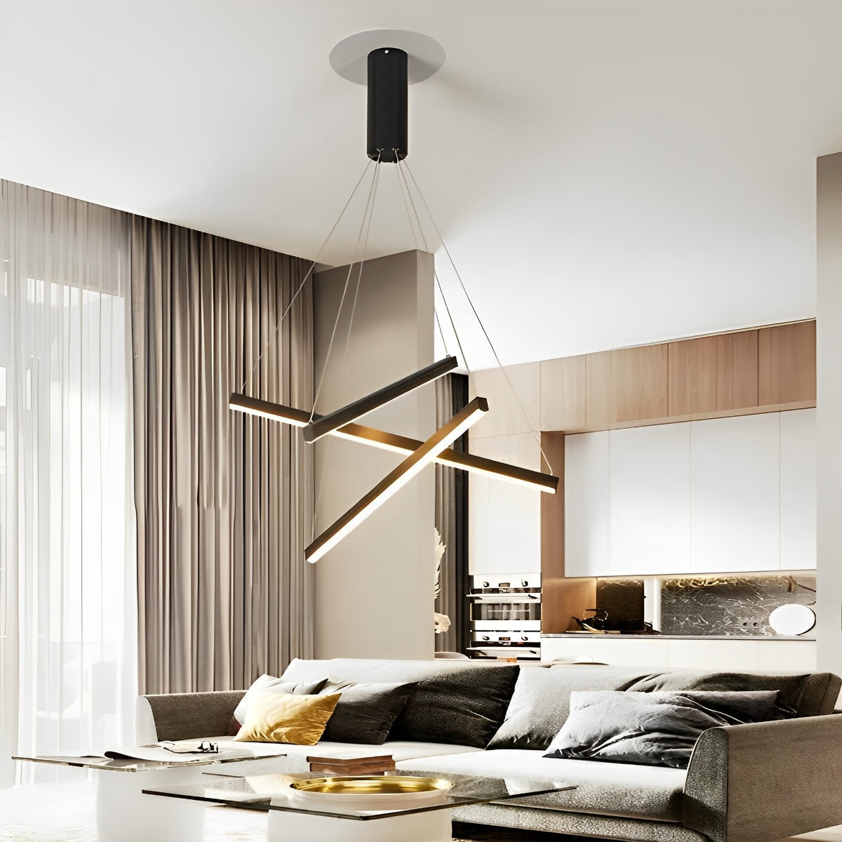 Simple Dimmable LED Black Pendant Light with Remote - Pexav