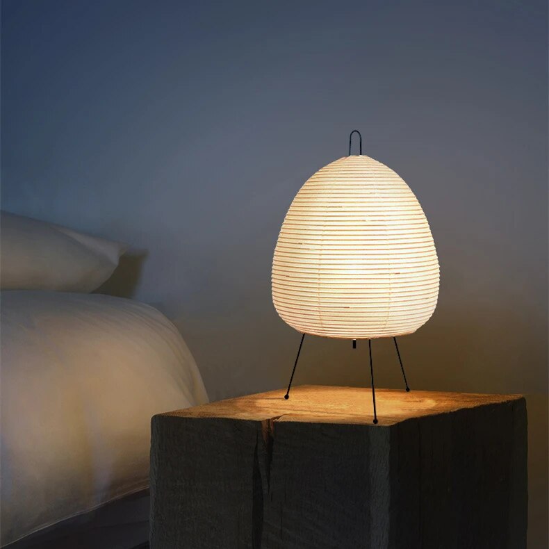 Asian Style Rice Paper Table Light Warm Glow - Pexav