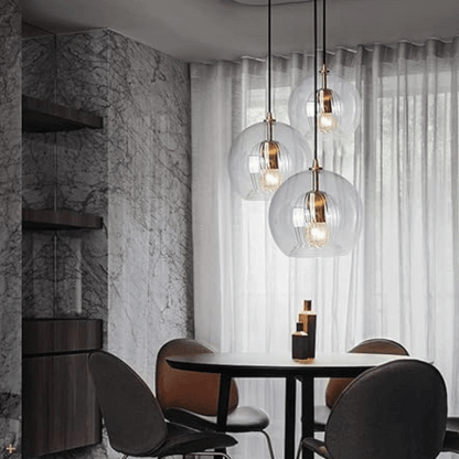 Modern Aluminium-Glass Pendant Lamp - LumaLite-Transparent-Neutral White-Nora Luxe