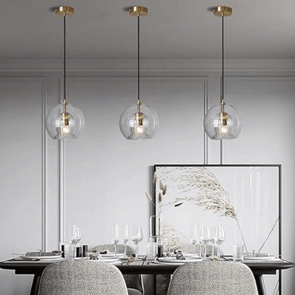 Modern Aluminium-Glass Pendant Lamp - LumaLite-Transparent-Neutral White-Nora Luxe