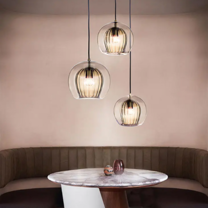 Modern Aluminium-Glass Pendant Lamp - LumaLite-Transparent-Neutral White-Nora Luxe