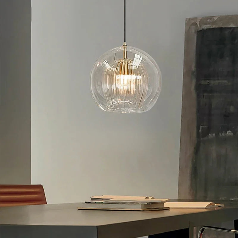 Modern Aluminium-Glass Pendant Lamp - LumaLite-Transparent-Neutral White-Nora Luxe
