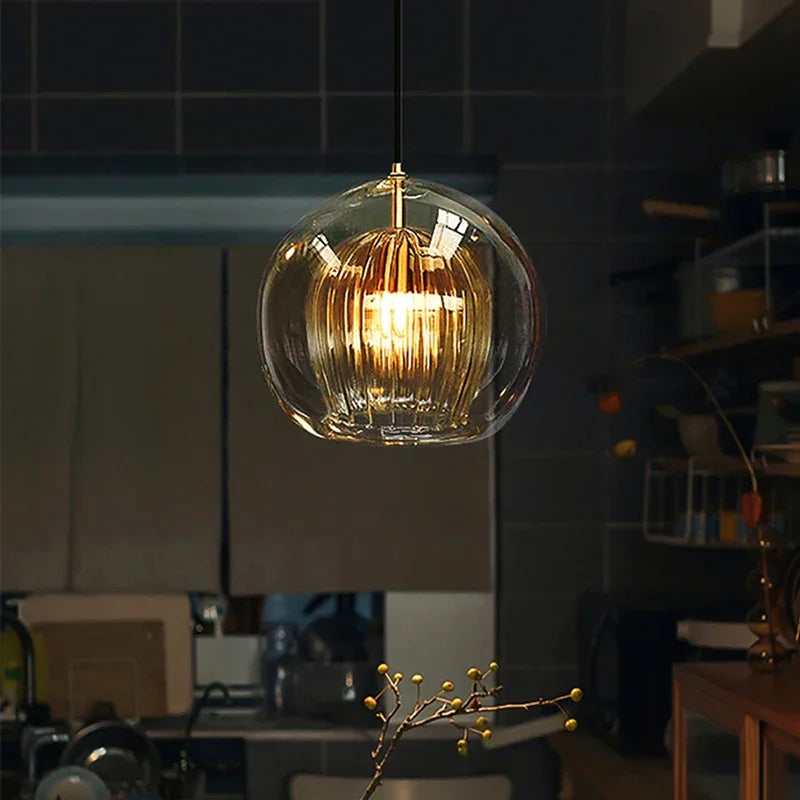 Modern Aluminium-Glass Pendant Lamp - LumaLite-Transparent-Neutral White-Nora Luxe