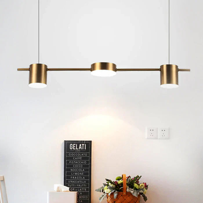 Modern Aluminium Pendant Lamp - AuraDrum-Gold-3-White-Nora Luxe