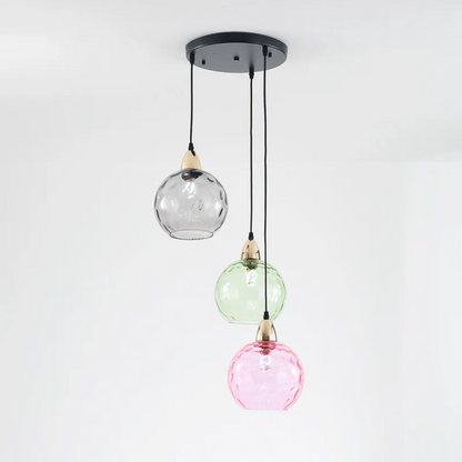 Modern Cluster Pendant Light with 3 Lamps - Cascade-Pink-Round-Nora Luxe