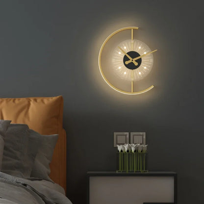 Modern Golden Illuminated Clock - Elysium-Gold-3-Color Light-Nora Luxe