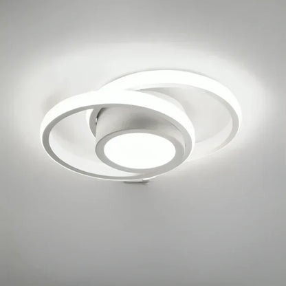 Modern LED Ceiling Lamp with Double Ring Design - Twilight Rings-Round White-Nora Luxe