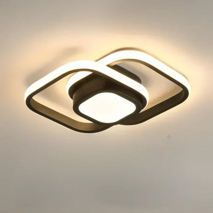 Modern LED Ceiling Lamp with Double Ring Design - Twilight Rings-Square Black-Nora Luxe