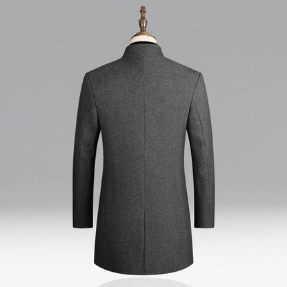 Modern Long Men's Coat - Alexander-Bordeaux Red-M-Nora Luxe