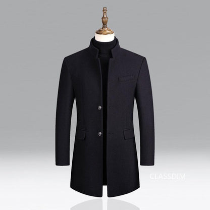 Modern Long Men's Coat - Alexander-Bordeaux Red-M-Nora Luxe