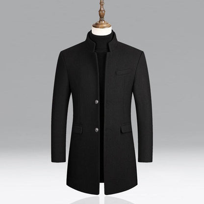 Modern Long Men's Coat - Alexander-Bordeaux Red-M-Nora Luxe