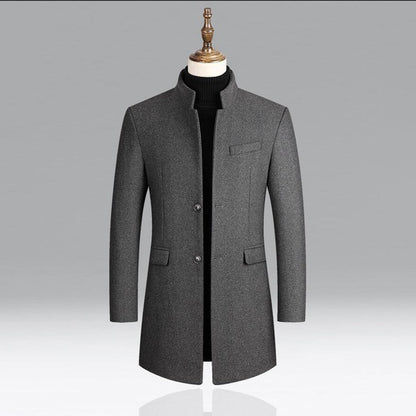 Modern Long Men's Coat - Alexander-Bordeaux Red-M-Nora Luxe