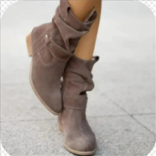 Modern Low Heel Suede Boots - Nova-Dark Gray-5.0-Nora Luxe