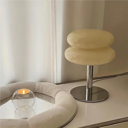 Striped Glass Mushroom Table Lamp Modern LED Light