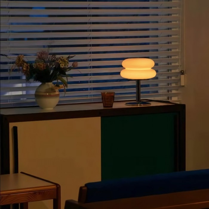 Striped Glass Mushroom Table Lamp Modern LED Light