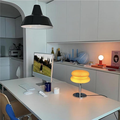Striped Glass Mushroom Table Lamp Modern LED Light