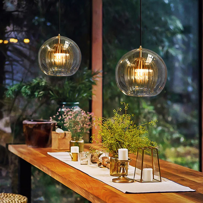 Modern Spherical LED Pendant Light - Aurora Sphere-Amber-5.91 inches-Nora Luxe