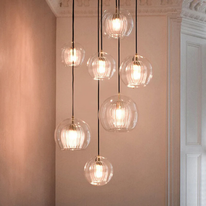 Modern Spherical LED Pendant Light - Aurora Sphere-Amber-5.91 inches-Nora Luxe