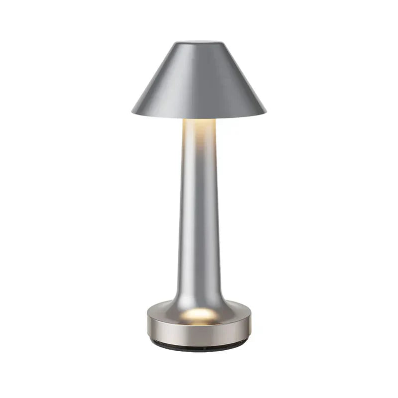 Modern Table Lamp - SleekGlow-Silver/Cone-Nora Luxe