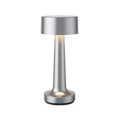 Modern Table Lamp - SleekGlow-Silver/Cylinder-Nora Luxe