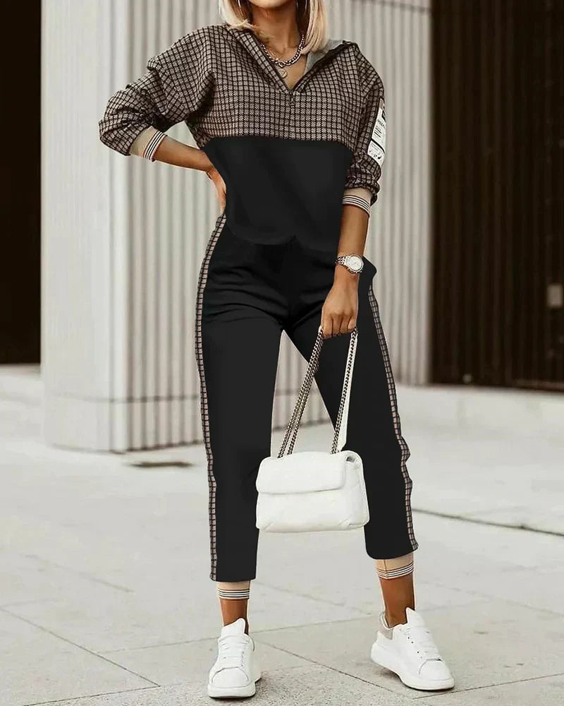 Modern Tracksuit Set - Mira-Black/Brown-XS-Nora Luxe