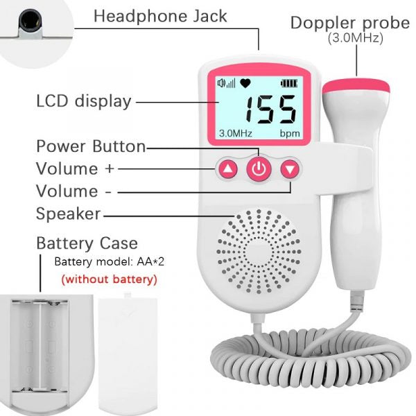 Compact Baby Heart Rate Monitor Pregnancy Tracker