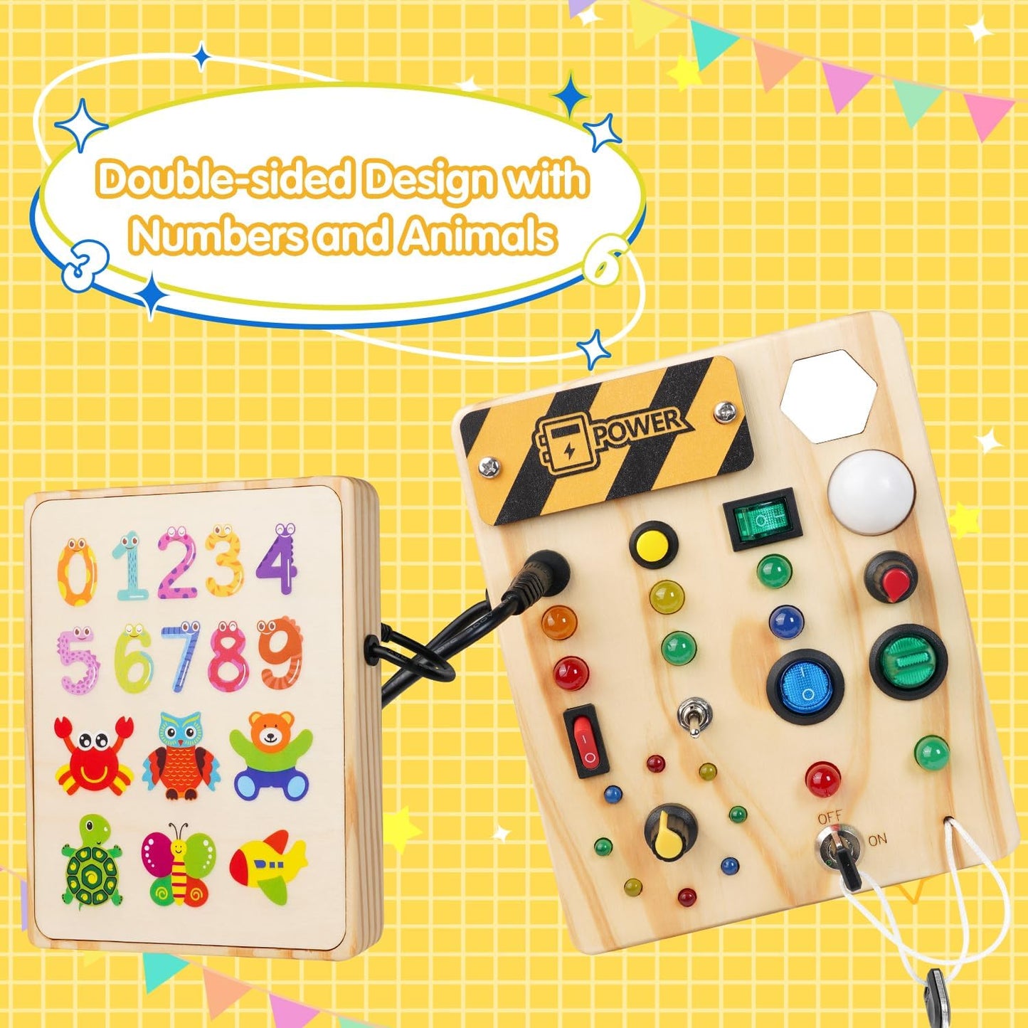 Montessori Toddler Pinboard with 27 LED Lights - BrightMinds-Nora Luxe