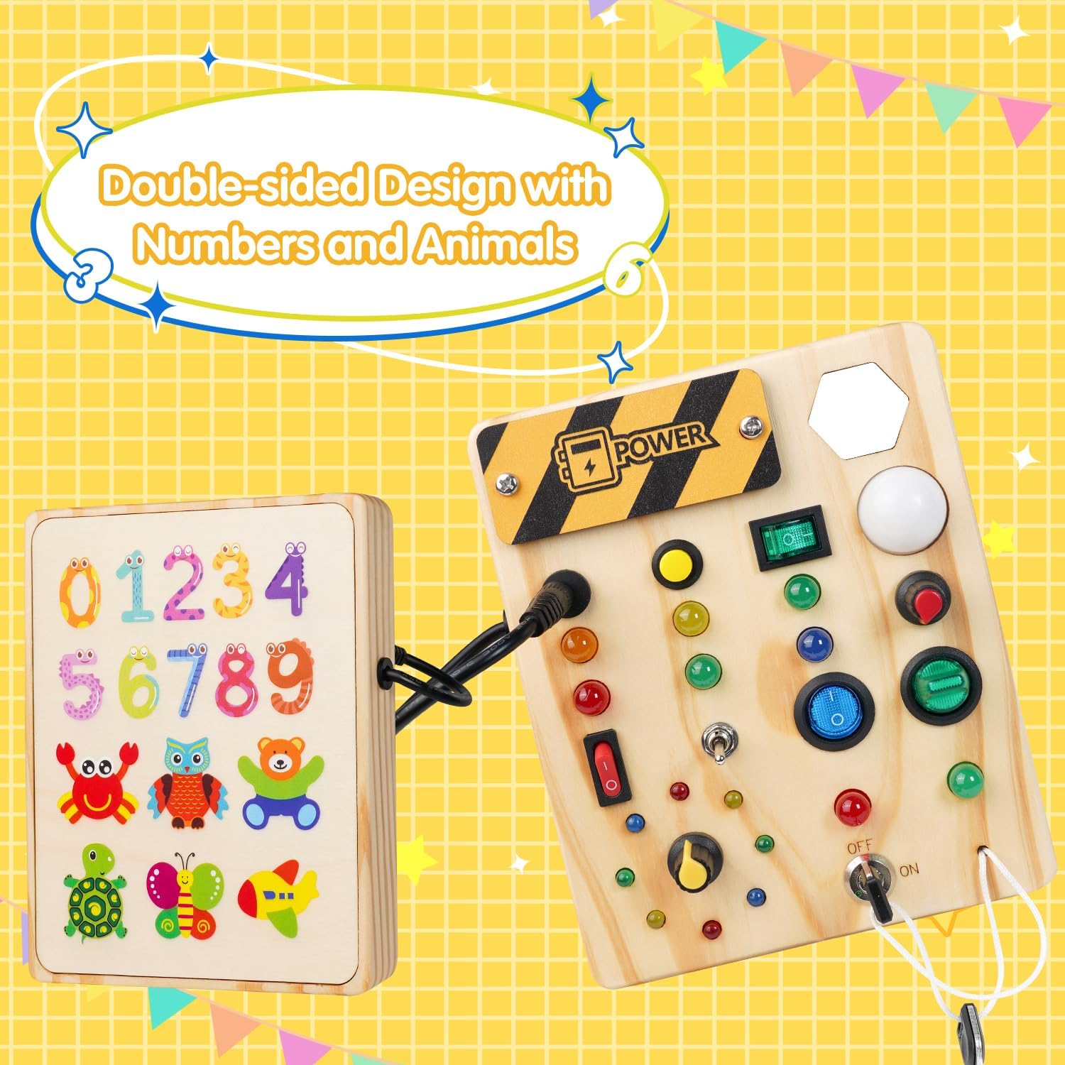 Montessori Toddler Pinboard with 27 LED Lights - BrightMinds-Nora Luxe