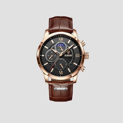 Traditional Leather Strap Quartz Men's Watch