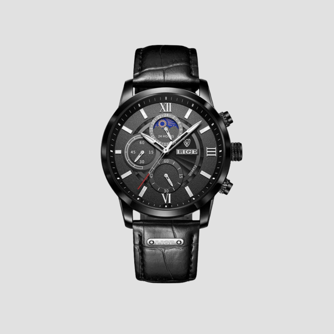 Traditional Leather Strap Quartz Men's Watch