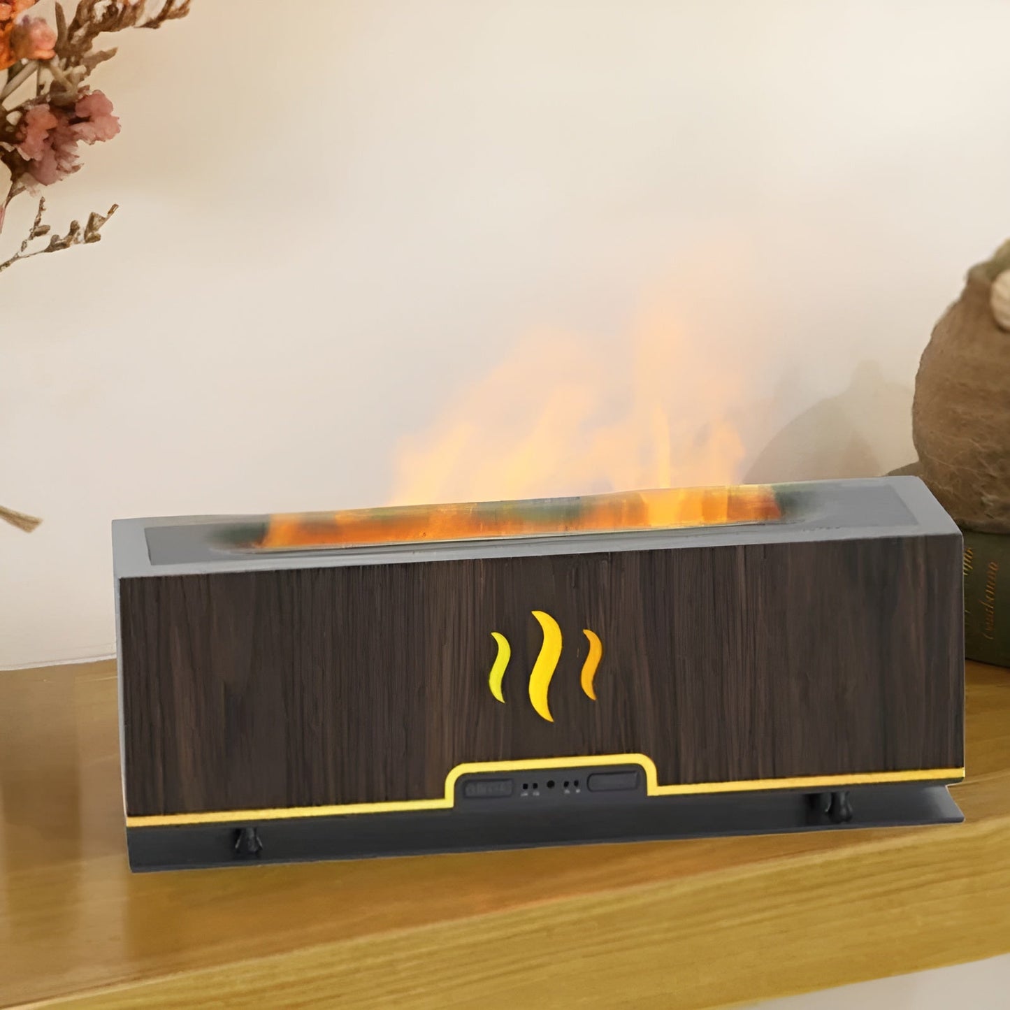 Multifunctional Aroma Humidifier - GlowFlame-Dark wood grain 2-Nora Luxe