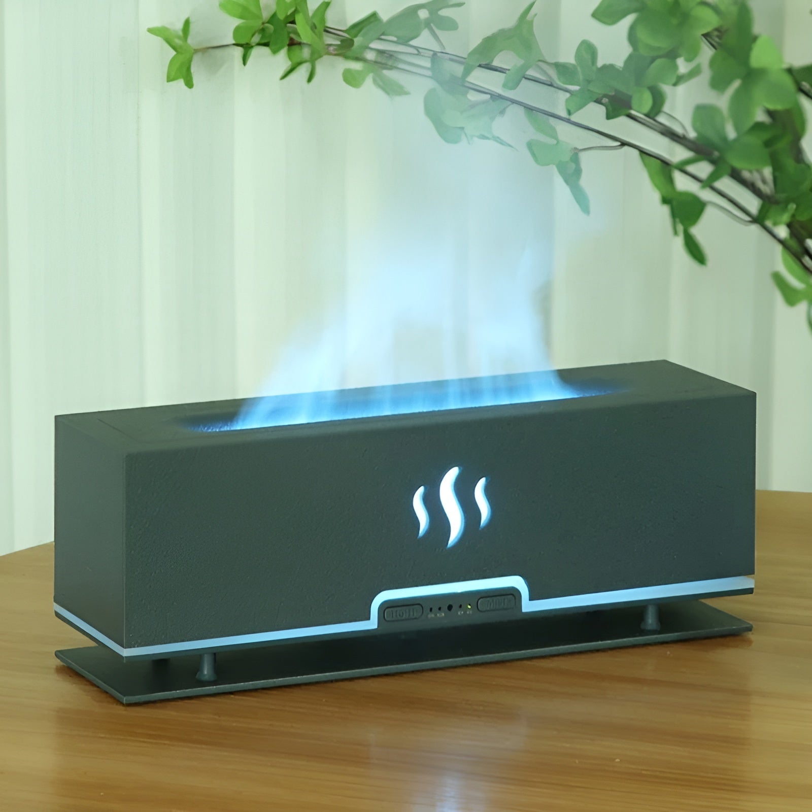 Multifunctional Aroma Humidifier - GlowFlame-Dark wood grain-Nora Luxe
