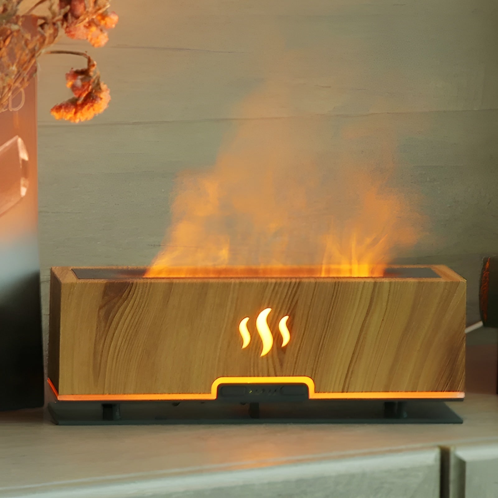 Multifunctional Aroma Humidifier - GlowFlame-Light wood grain-Nora Luxe